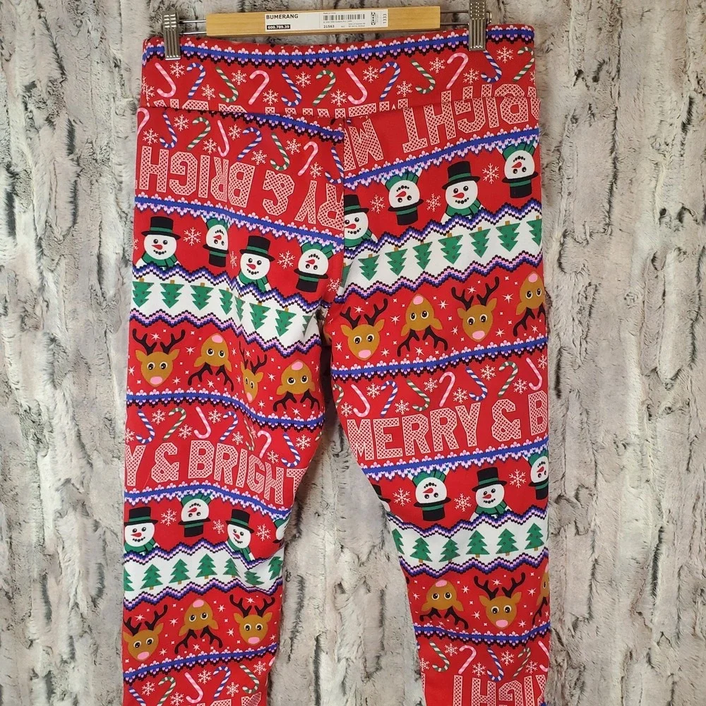 No Boundaries Fleece Lined High Waist Legging Size XL Juniors Ugly Christmas‎
